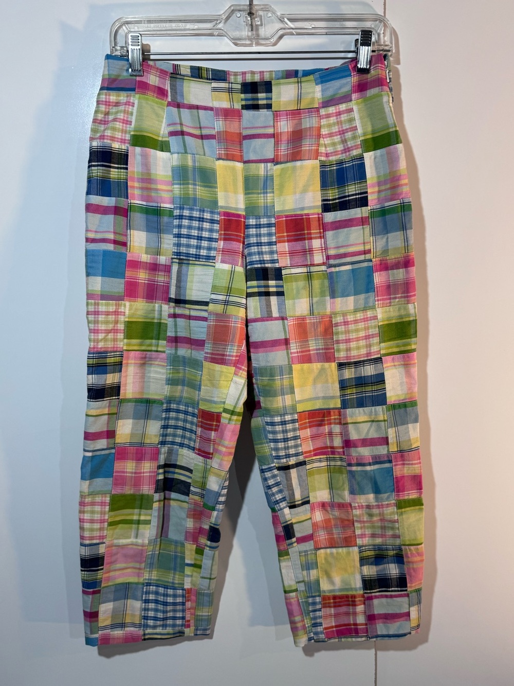 Brooks Brothers 346 Patchwork Madras Cropped Pants Size 4 Cotton Preppy Summer